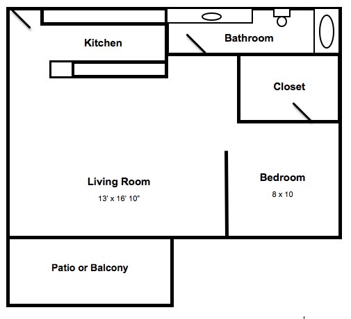 Remodeled Junior One Bedroom floor plan